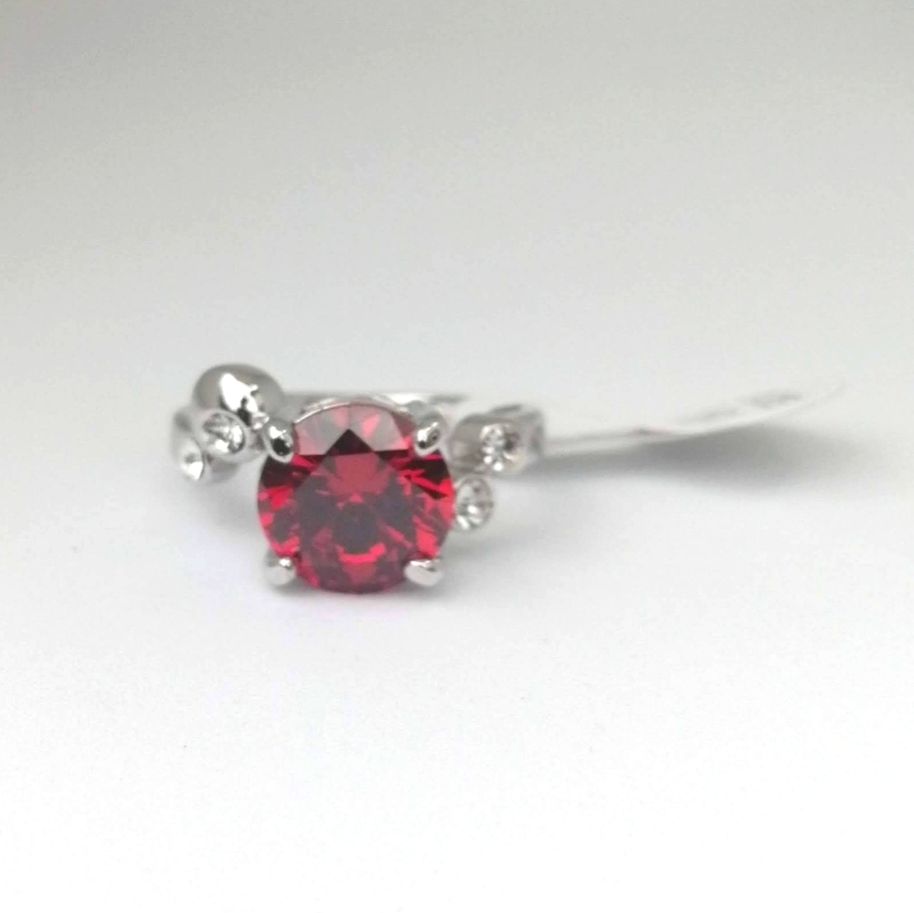 14k Real White Gold Plated Ring 9 US Silver Ruby